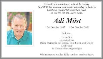 Traueranzeige von Adi Möst von Allgäuer Zeitung, Füssen