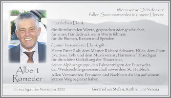 Traueranzeige von Albert Romeder von Allgäuer Zeitung, Füssen