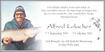 Traueranzeige von Alfred Lolacher von Allgäuer Zeitung, Marktoberdorf
