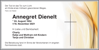 Traueranzeige von Annegret Dienelt von Memminger Zeitung