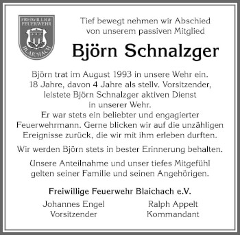 Traueranzeige von Björn Schnalzger von Allgäuer Anzeigeblatt