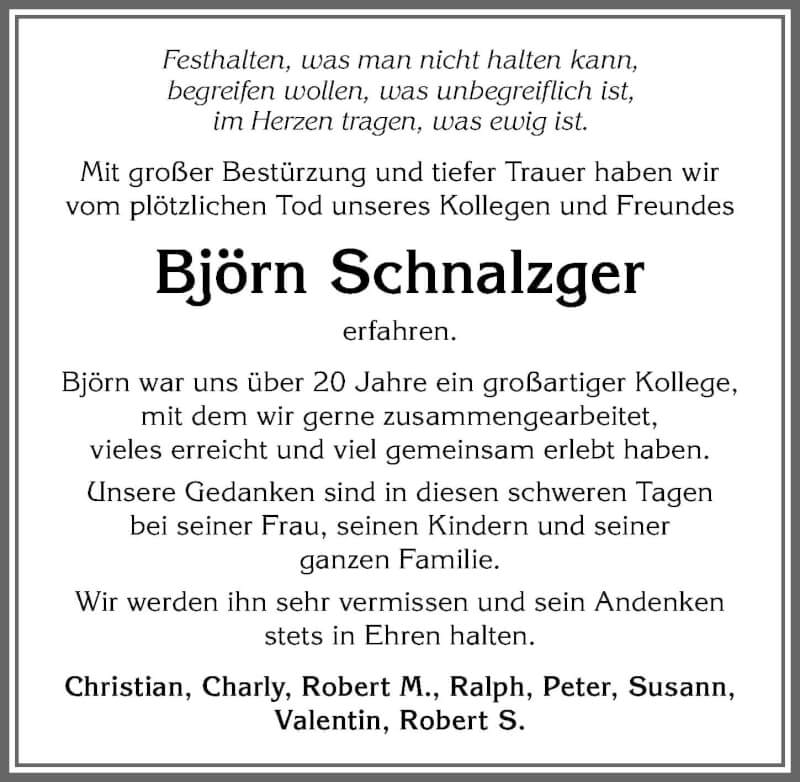  Traueranzeige für Björn Schnalzger vom 12.11.2021 aus Allgäuer Anzeigeblatt