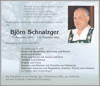 Traueranzeige von Björn Schnalzger von Allgäuer Anzeigeblatt