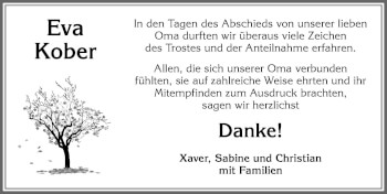 Traueranzeige von Eva Kober von Allgäuer Zeitung, Marktoberdorf