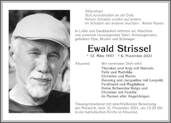 Traueranzeige von Ewald Strissel von Allgäuer Zeitung,Kempten