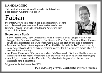 Traueranzeige von Fabian  von Allgäuer Zeitung,Kempten