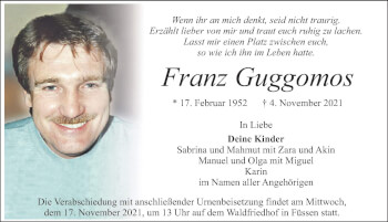 Traueranzeige von Franz Guggomos von Allgäuer Zeitung, Füssen
