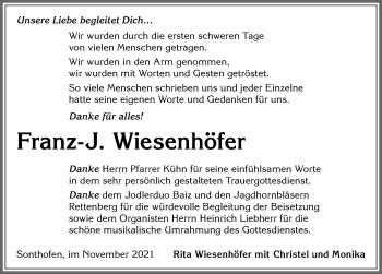 Traueranzeige von Franz-J. Wiesenhöfer von Allgäuer Anzeigeblatt