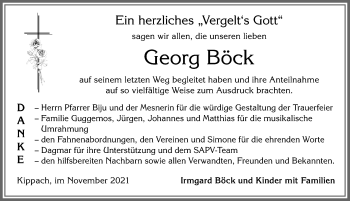 Traueranzeige von Georg Böck von Allgäuer Zeitung, Marktoberdorf