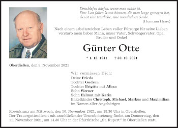 Traueranzeige von Günter Otte von Allgäuer Zeitung