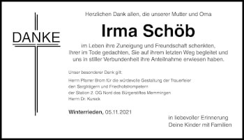 Traueranzeige von Irma Schöb von Allgäuer Zeitung