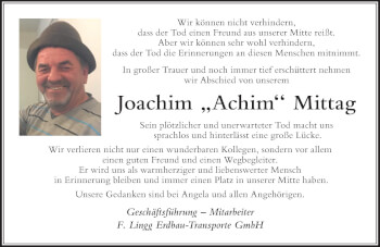 Traueranzeige von Joachim Mittag von Der Westallgäuer