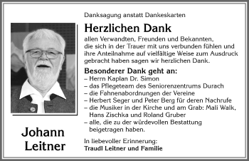Traueranzeige von Johann Leitner von Allgäuer Zeitung,Kempten