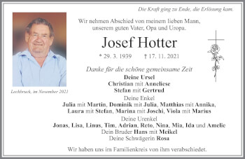 Traueranzeige von Josef Hotter von Allgäuer Zeitung, Füssen