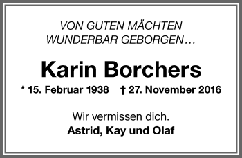 Traueranzeige von Karin Borchers von Memminger Zeitung