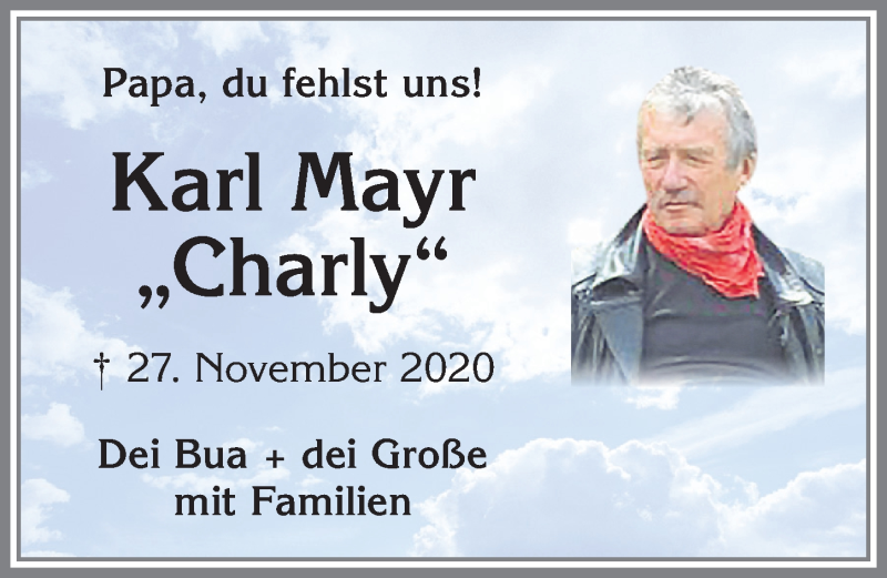  Traueranzeige für Karl Mayr vom 27.11.2021 aus Allgäuer Zeitung,Kempten
