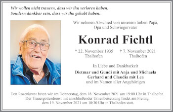 Traueranzeige von Konrad Fichtl von Allgäuer Zeitung, Marktoberdorf