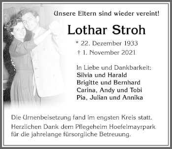 Traueranzeige von Lothar Stroh von Allgäuer Zeitung,Kempten
