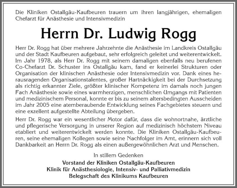  Traueranzeige für Ludwig Rogg vom 24.11.2021 aus Allgäuer Zeitung, Füssen