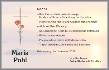 Traueranzeige von Maria Pohl von Allgäuer Zeitung,Kempten