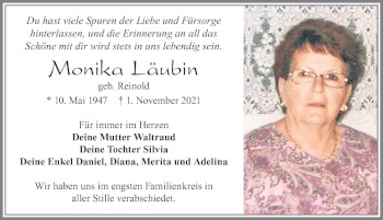 Traueranzeige von Monika Läubin von Allgäuer Zeitung, Füssen