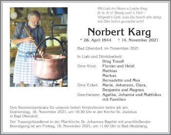 Traueranzeige von Norbert Karg von Allgäuer Anzeigeblatt