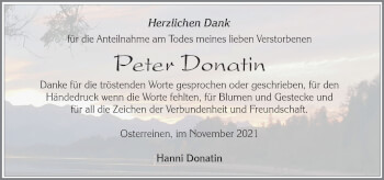 Traueranzeige von Peter Donatin von Allgäuer Zeitung, Füssen