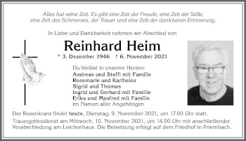 Traueranzeige von Reinhard Heim von Allgäuer Zeitung, Marktoberdorf