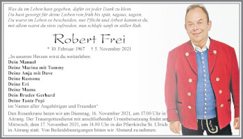 Traueranzeige von Robert Frei von Allgäuer Zeitung, Marktoberdorf