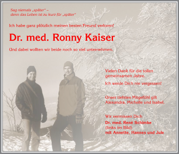Traueranzeige von Ronny Kaiser von Allgäuer Anzeigeblatt