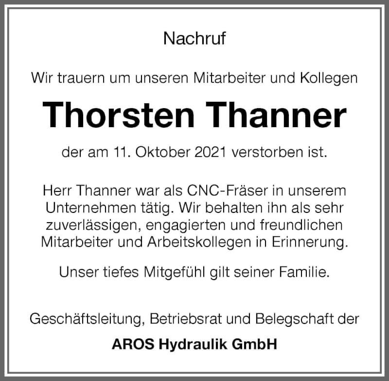  Traueranzeige für Thorsten Thanner vom 19.11.2021 aus Memminger Zeitung
