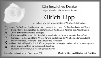 Traueranzeige von Ulrich Lipp von Allgäuer Zeitung, Füssen