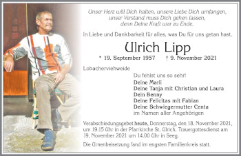 Traueranzeige von Ulrich Lipp von Allgäuer Zeitung, Füssen