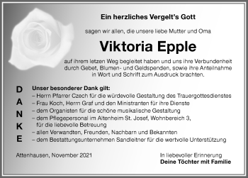 Traueranzeige von Viktoria Epple von Memminger Zeitung