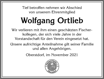 Traueranzeige von Wolfgang Ortlieb von Allgäuer Anzeigeblatt