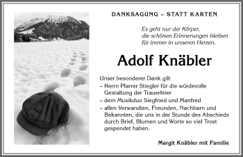 Traueranzeige von Adolf Knäbler von Allgäuer Anzeigeblatt