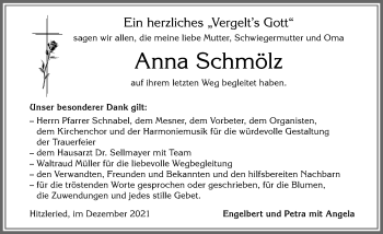 Traueranzeige von Anna Schmölz von Allgäuer Zeitung, Füssen