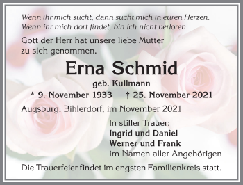 Traueranzeige von Erna Schmid von Der Westallgäuer