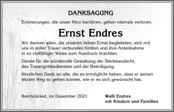 Traueranzeige von Ernst Endres von Allgäuer Zeitung,Kempten