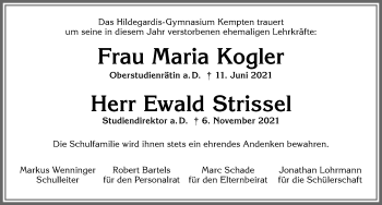 Traueranzeige von Ewald Strissel von Allgäuer Zeitung,Kempten