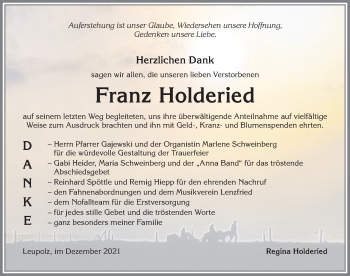 Traueranzeige von Franz Holderied von Allgäuer Zeitung,Kempten