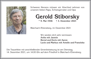 Traueranzeige von Gerold Stiborsky von Allgäuer Anzeigeblatt