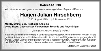 Traueranzeige von Hagen Julian Hirschberg von Allgäuer Zeitung, Marktoberdorf