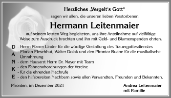 Traueranzeige von Hermann Leitenmaier von Allgäuer Zeitung, Füssen