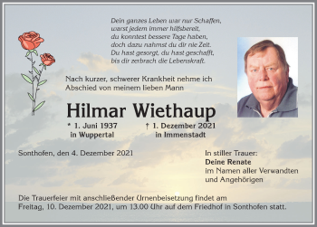 Traueranzeige von Hilmar Wiethaup von Allgäuer Anzeigeblatt