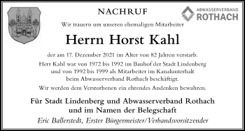 Traueranzeige von Horst Kahl von Der Westallgäuer