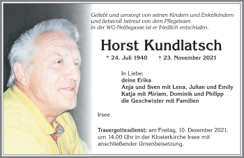 Traueranzeige von Horst Kundlatsch von Allgäuer Zeitung, Kaufbeuren/Buchloe
