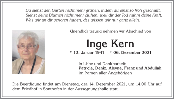 Traueranzeige von Inge Kern von Allgäuer Anzeigeblatt