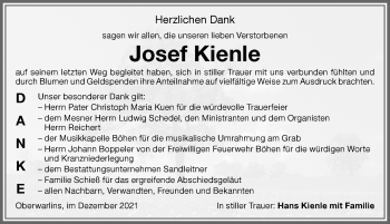 Traueranzeige von Josef Kienle von Memminger Zeitung
