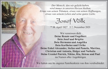 Traueranzeige von Josef Völk von Allgäuer Zeitung, Füssen